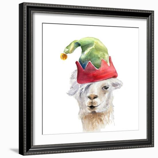 Christmas Hat Llama-Lanie Loreth-Framed Art Print