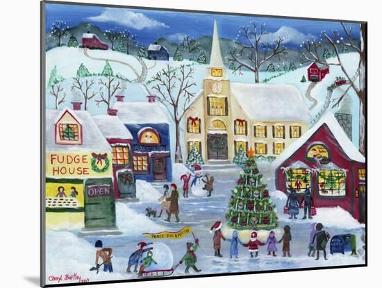 Christmas Holiday Shopping Village-Cheryl Bartley-Mounted Giclee Print
