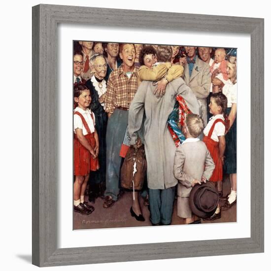 "Christmas Homecoming", December 25,1948-Norman Rockwell-Framed Giclee Print