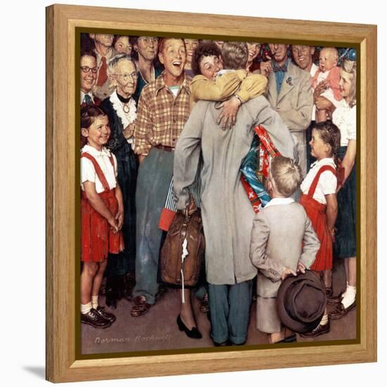 "Christmas Homecoming", December 25,1948-Norman Rockwell-Framed Premier Image Canvas