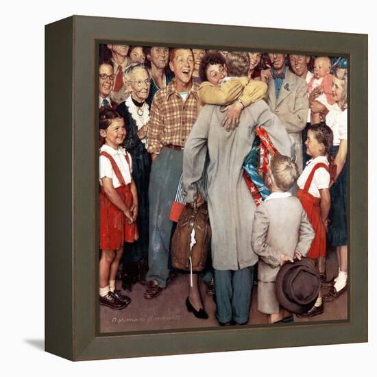 "Christmas Homecoming", December 25,1948-Norman Rockwell-Framed Premier Image Canvas