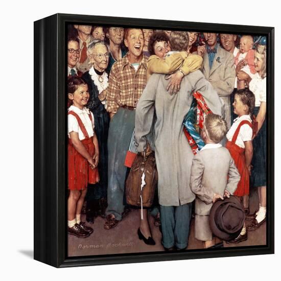 "Christmas Homecoming", December 25,1948-Norman Rockwell-Framed Premier Image Canvas