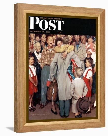 "Christmas Homecoming" Saturday Evening Post Cover, December 25,1948-Norman Rockwell-Framed Premier Image Canvas