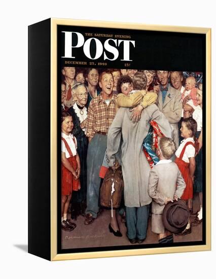 "Christmas Homecoming" Saturday Evening Post Cover, December 25,1948-Norman Rockwell-Framed Premier Image Canvas