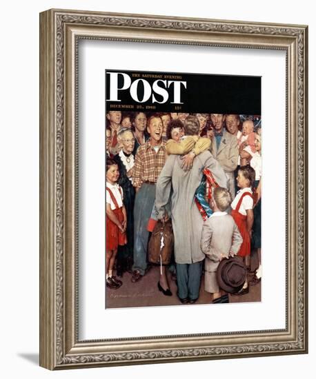 "Christmas Homecoming" Saturday Evening Post Cover, December 25,1948-Norman Rockwell-Framed Giclee Print