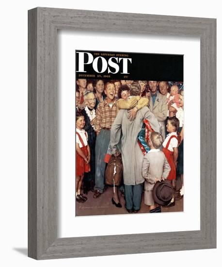 "Christmas Homecoming" Saturday Evening Post Cover, December 25,1948-Norman Rockwell-Framed Giclee Print