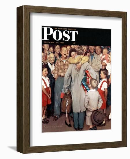 "Christmas Homecoming" Saturday Evening Post Cover, December 25,1948-Norman Rockwell-Framed Giclee Print