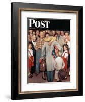 "Christmas Homecoming" Saturday Evening Post Cover, December 25,1948-Norman Rockwell-Framed Giclee Print