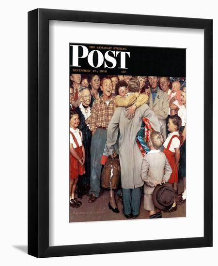 "Christmas Homecoming" Saturday Evening Post Cover, December 25,1948-Norman Rockwell-Framed Giclee Print