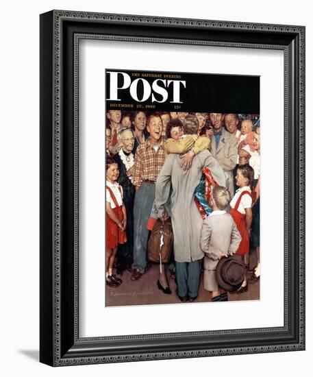 "Christmas Homecoming" Saturday Evening Post Cover, December 25,1948-Norman Rockwell-Framed Giclee Print