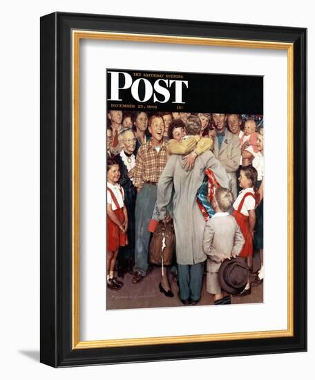 "Christmas Homecoming" Saturday Evening Post Cover, December 25,1948-Norman Rockwell-Framed Giclee Print