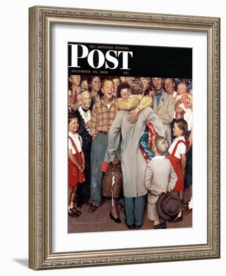 "Christmas Homecoming" Saturday Evening Post Cover, December 25,1948-Norman Rockwell-Framed Giclee Print