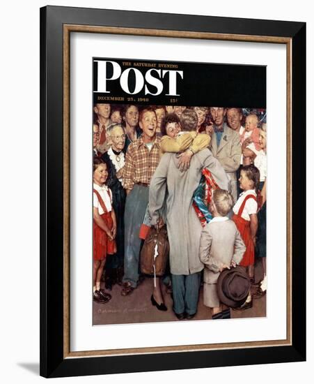 "Christmas Homecoming" Saturday Evening Post Cover, December 25,1948-Norman Rockwell-Framed Giclee Print