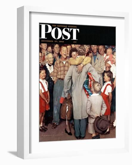 "Christmas Homecoming" Saturday Evening Post Cover, December 25,1948-Norman Rockwell-Framed Giclee Print