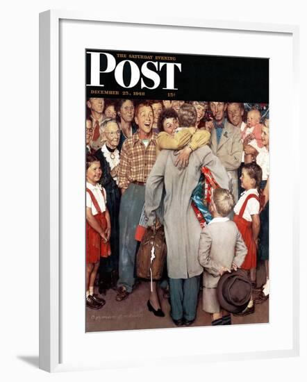 "Christmas Homecoming" Saturday Evening Post Cover, December 25,1948-Norman Rockwell-Framed Giclee Print