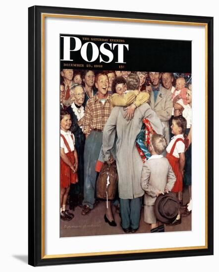 "Christmas Homecoming" Saturday Evening Post Cover, December 25,1948-Norman Rockwell-Framed Giclee Print