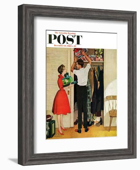 "Christmas in Hiding," Saturday Evening Post Cover, December 10, 1960-George Hughes-Framed Giclee Print