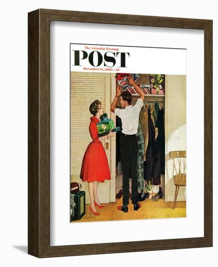 "Christmas in Hiding," Saturday Evening Post Cover, December 10, 1960-George Hughes-Framed Giclee Print