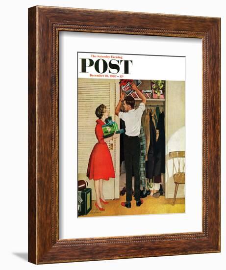 "Christmas in Hiding," Saturday Evening Post Cover, December 10, 1960-George Hughes-Framed Giclee Print