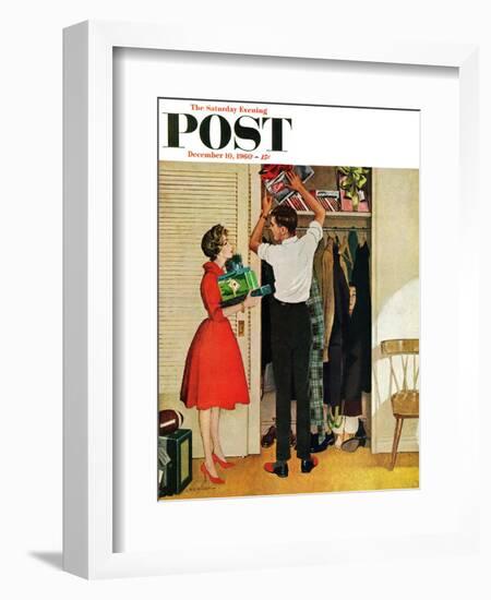 "Christmas in Hiding," Saturday Evening Post Cover, December 10, 1960-George Hughes-Framed Giclee Print