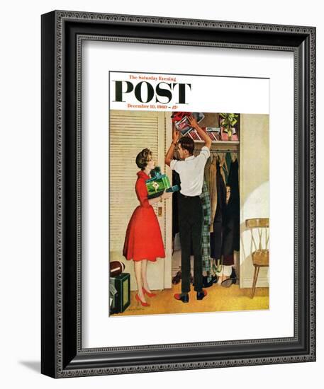 "Christmas in Hiding," Saturday Evening Post Cover, December 10, 1960-George Hughes-Framed Giclee Print