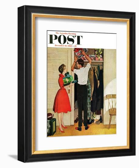 "Christmas in Hiding," Saturday Evening Post Cover, December 10, 1960-George Hughes-Framed Giclee Print