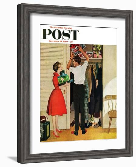 "Christmas in Hiding," Saturday Evening Post Cover, December 10, 1960-George Hughes-Framed Giclee Print