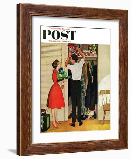 "Christmas in Hiding," Saturday Evening Post Cover, December 10, 1960-George Hughes-Framed Giclee Print