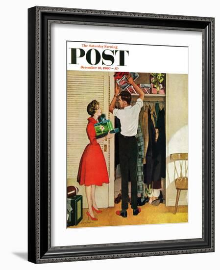 "Christmas in Hiding," Saturday Evening Post Cover, December 10, 1960-George Hughes-Framed Giclee Print