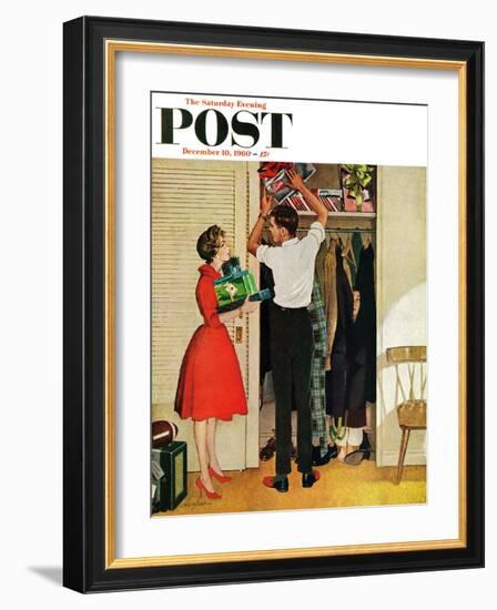 "Christmas in Hiding," Saturday Evening Post Cover, December 10, 1960-George Hughes-Framed Giclee Print