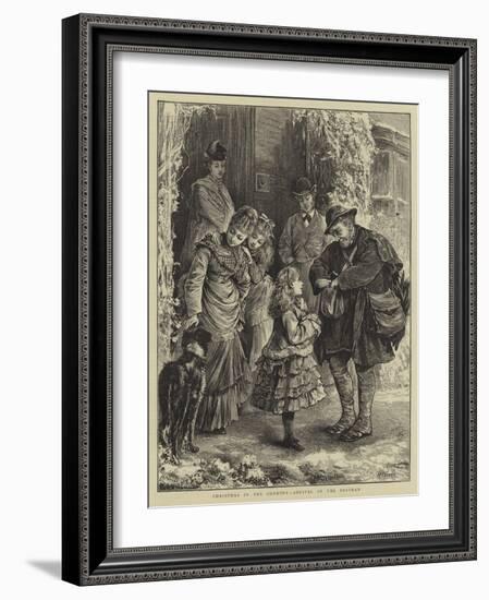 Christmas in the Country, Arrival of the Postman-Henry Woods-Framed Giclee Print