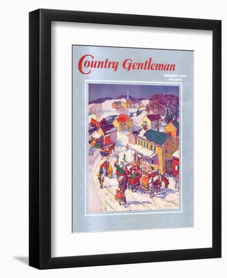 "Christmas in Town," Country Gentleman Cover, December 1, 1940-Henry Soulen-Framed Giclee Print