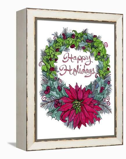 Christmas Ivy Wreath White-Cyndi Lou-Framed Premier Image Canvas