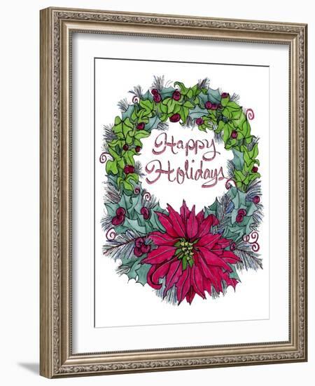 Christmas Ivy Wreath White-Cyndi Lou-Framed Giclee Print