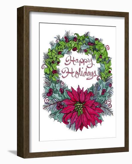 Christmas Ivy Wreath White-Cyndi Lou-Framed Giclee Print