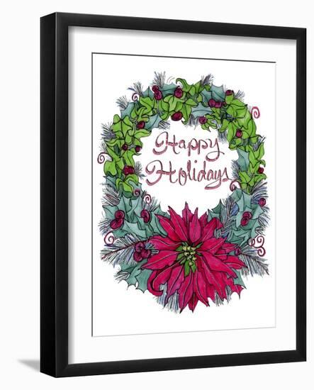 Christmas Ivy Wreath White-Cyndi Lou-Framed Giclee Print