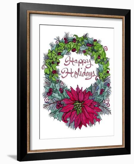 Christmas Ivy Wreath White-Cyndi Lou-Framed Giclee Print
