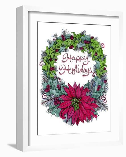 Christmas Ivy Wreath White-Cyndi Lou-Framed Giclee Print