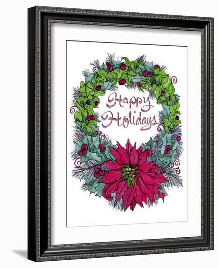 Christmas Ivy Wreath White-Cyndi Lou-Framed Giclee Print