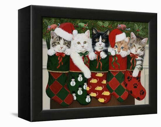 Christmas Kittens-William Vanderdasson-Framed Premier Image Canvas
