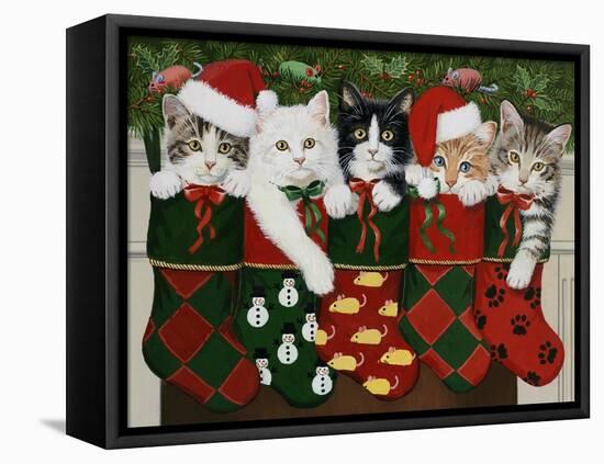 Christmas Kittens-William Vanderdasson-Framed Premier Image Canvas