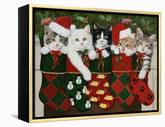 Christmas Kittens-William Vanderdasson-Framed Premier Image Canvas