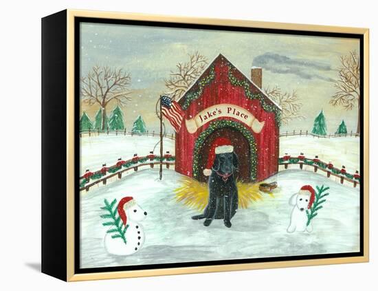 Christmas Labrador-Tina Nichols-Framed Premier Image Canvas