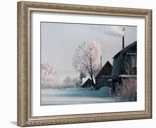 Christmas Landscape in Winter Village-katty1489-Framed Photographic Print