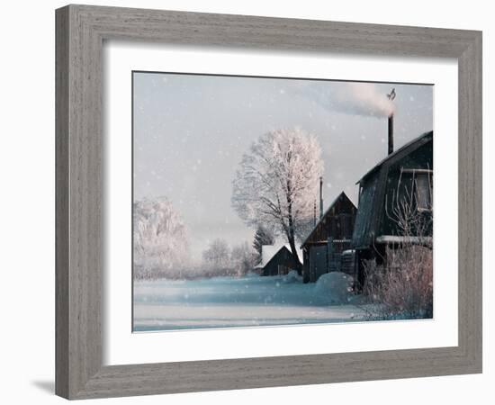 Christmas Landscape in Winter Village-katty1489-Framed Photographic Print