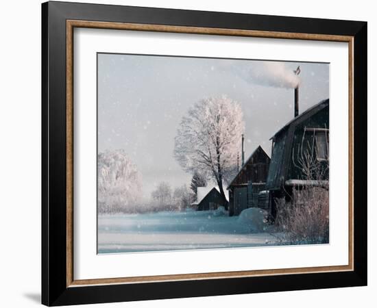 Christmas Landscape in Winter Village-katty1489-Framed Photographic Print