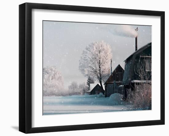 Christmas Landscape in Winter Village-katty1489-Framed Photographic Print