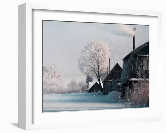 Christmas Landscape in Winter Village-katty1489-Framed Photographic Print