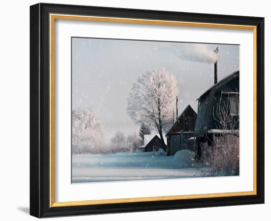 Christmas Landscape in Winter Village-katty1489-Framed Photographic Print