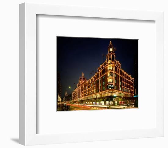 Christmas lights at Harrods, London, South England, Great Britain-null-Framed Art Print